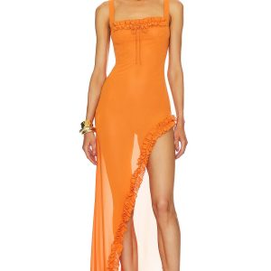 Irregular slit dress banquet dress for women