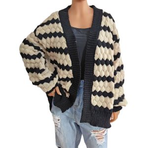 Striped cardigan sweater jacket