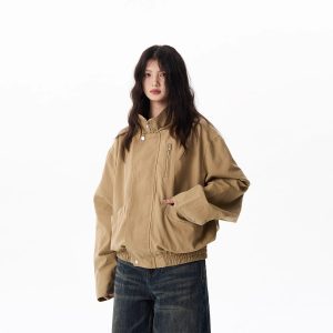 Workwear jacket women's loose  retro jacket top