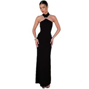 Sleeveless slit dress women's bag hip dress